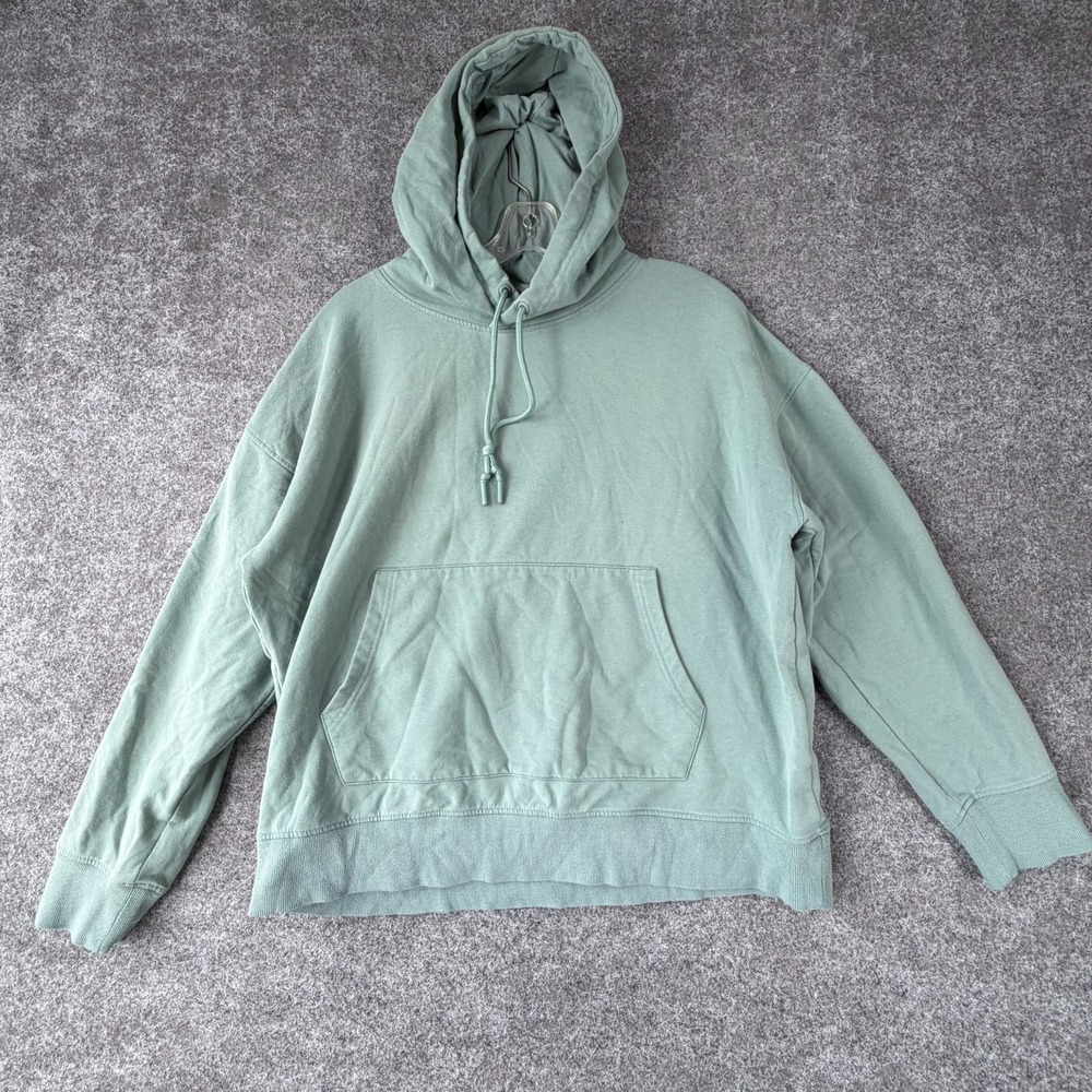 Traj3ctory Oversized Hoodie Womens XL Green Fleece Lined Cotton Drop Shoulder